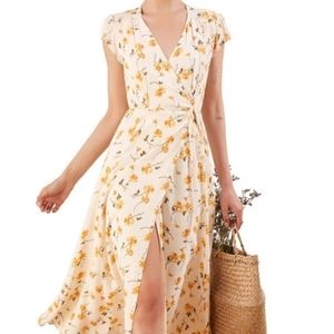 Reformation Carina Limonada Midi Wrap Dress M